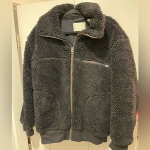 Women’s Black Wilfred Free Sherpa Teddy Jacket, Size 2